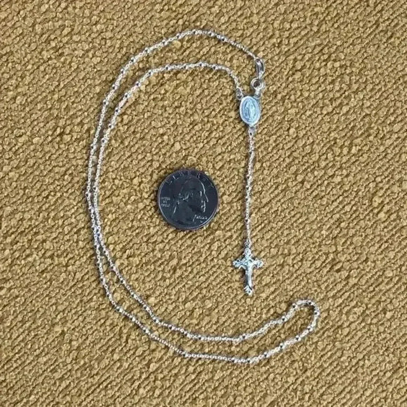 Cross Christ Rosary Catholic Penance Solid 925 Sterling Silver New NWT - Picture 3 of 8